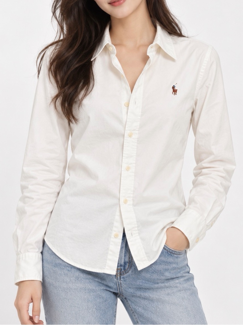 Polo Ralph Lauren Custom Fit Cotton Oxford Shirt White Medium